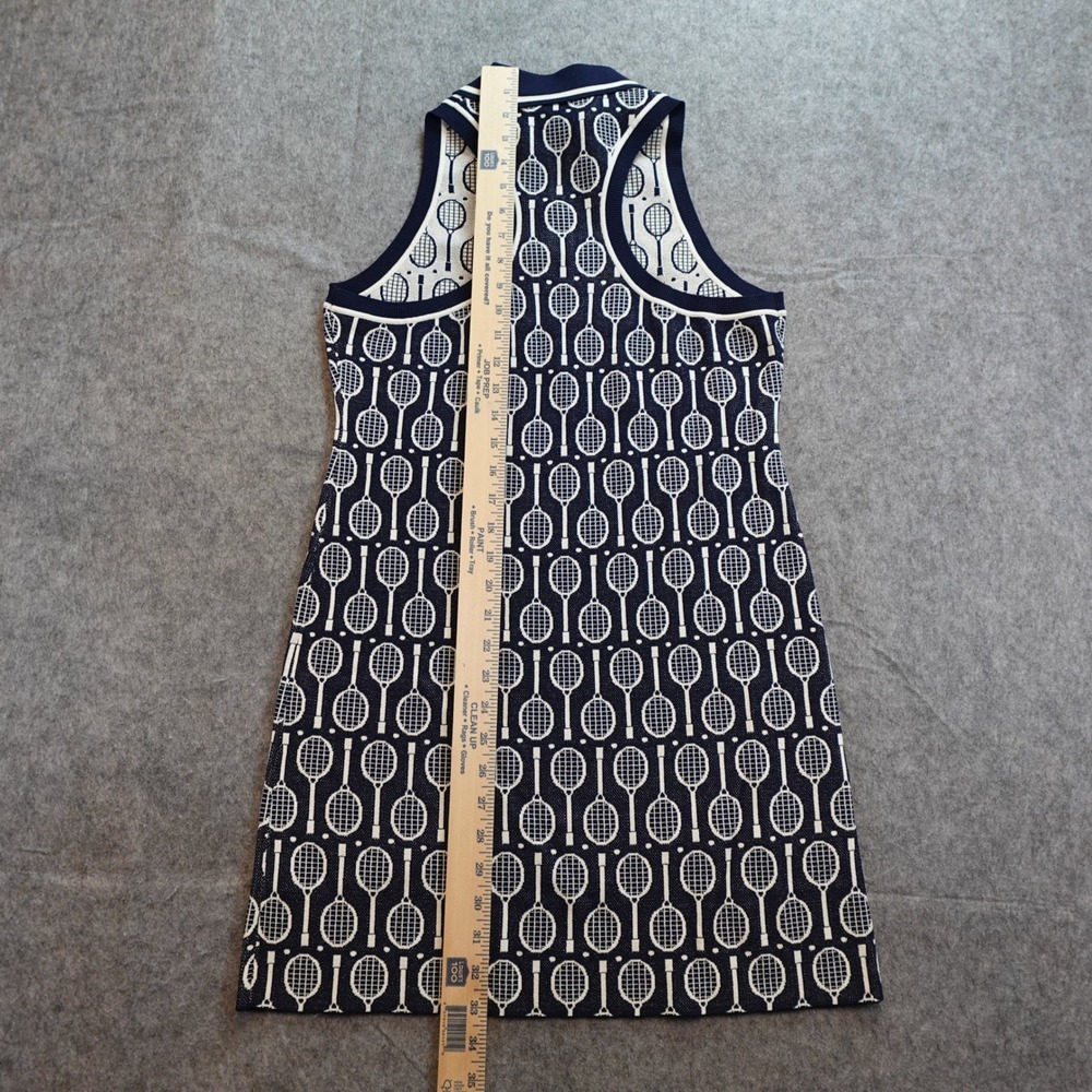 Tory Burch Dress Womens Medium Tory Burch Tech Knit Polo Tank Navy Racquets AOP - Picture 3 of 10